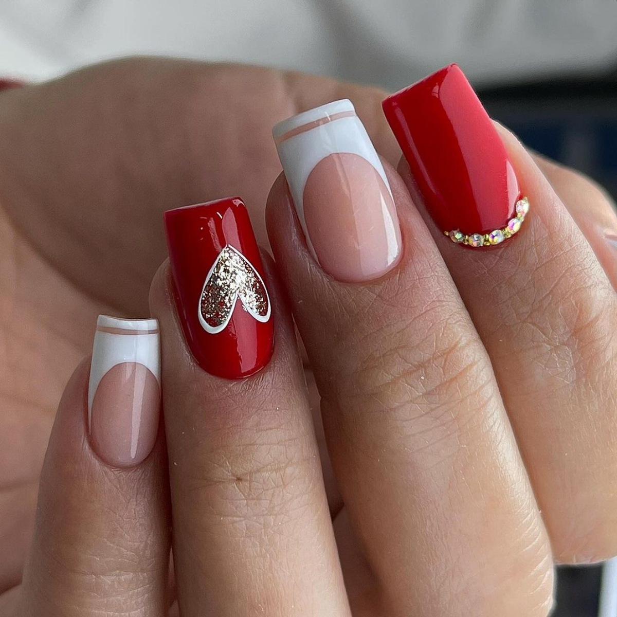 Nail Art Wear Nail Nail Piece Short French Nail Art Love Valentine S Day Nail Piece Red Nail