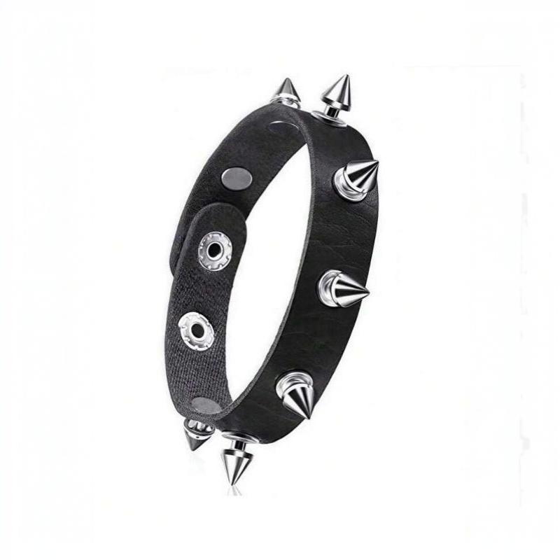 3Pcs Gothic Punk Bracelet Set Spike Rivet Leather Cuff Wristband Adjustable for Men Women Street Party Wear