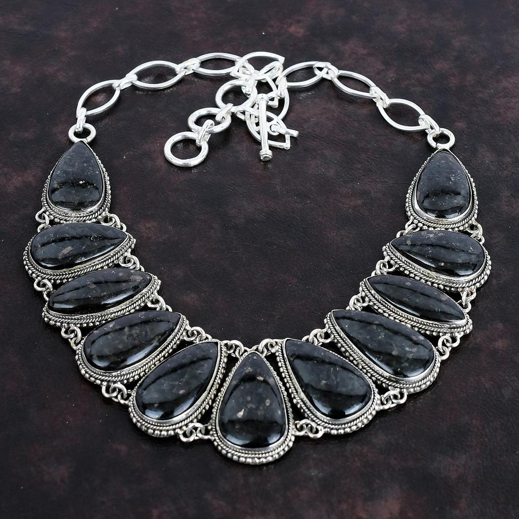 Nummite Gemstone Handmade 925 Sterling Silver Jewelry Necklace 18" AMN-671