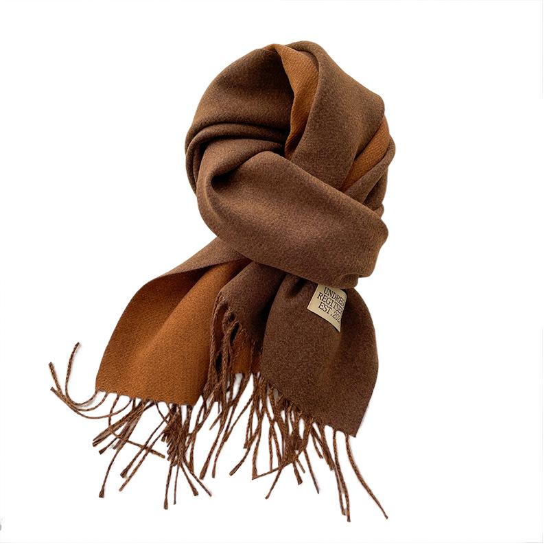 New Double Sided Solid Color Scarf for Women In Autumn and Winter Thickened Imitation Cashmere Scarf Gentle Style Japanese Fringed Shawl