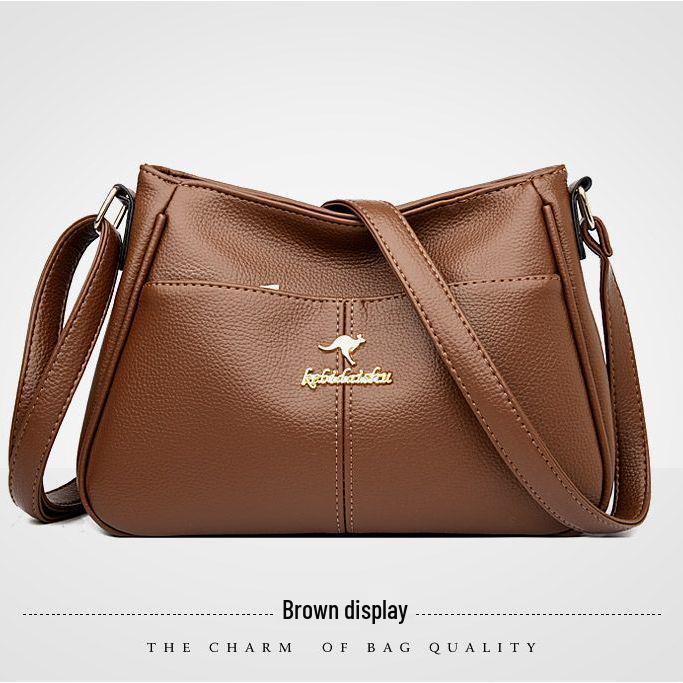 

2025 Fashionable Soft Leather Crossbody Shoulder Bag for Middle-Aged and Elderly Women with Large Capacity