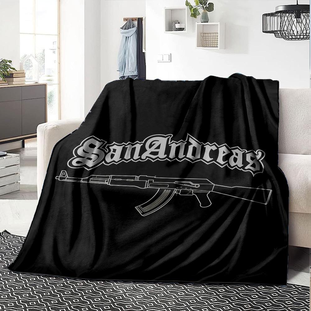 1pc San Andreas AK-47 Soft Warm Throw for Home, Office, Trave, All-Season Cozy Bedding Gift, Office Cozy Accessory 1123