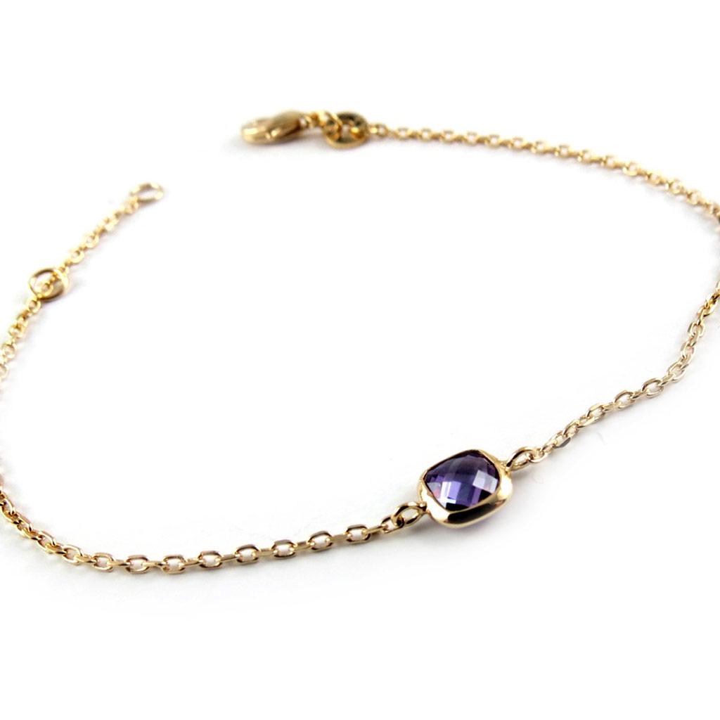 Les Trésors De Lily [K7766] - 'Unique' Gold Plated Amethyst Bracelet - 6x6 Mm