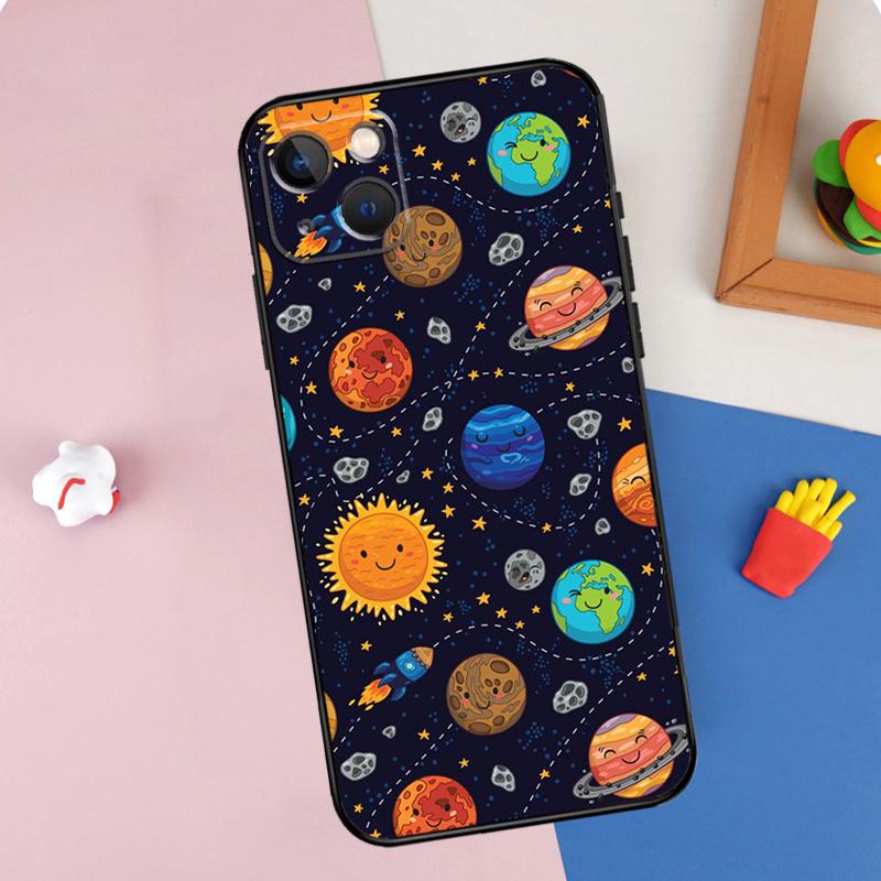 Magic Space Moon Planet Phone Case For iPhone 15 Pro Max 11 12 13 14 16 Pro Max Mini XR 16e 15 16 Plus Cover Shell