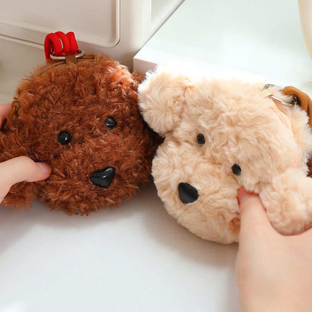 Cute Teddy Dog Plush Coin Purse Keychain Small Pendant Kid Toys Backpack Hanging Stuffed Animals Christmas Keyring Birthday Gift