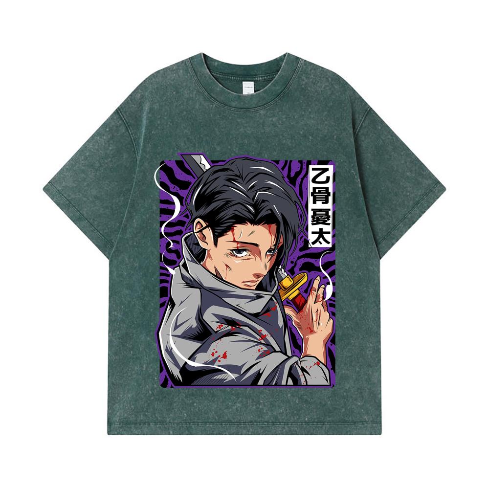 275 GSM Washed T-shirts 100% Cotton Jujutsu Kaisen V53 Yuta Print Unisex Heavy Cotton T Shirt