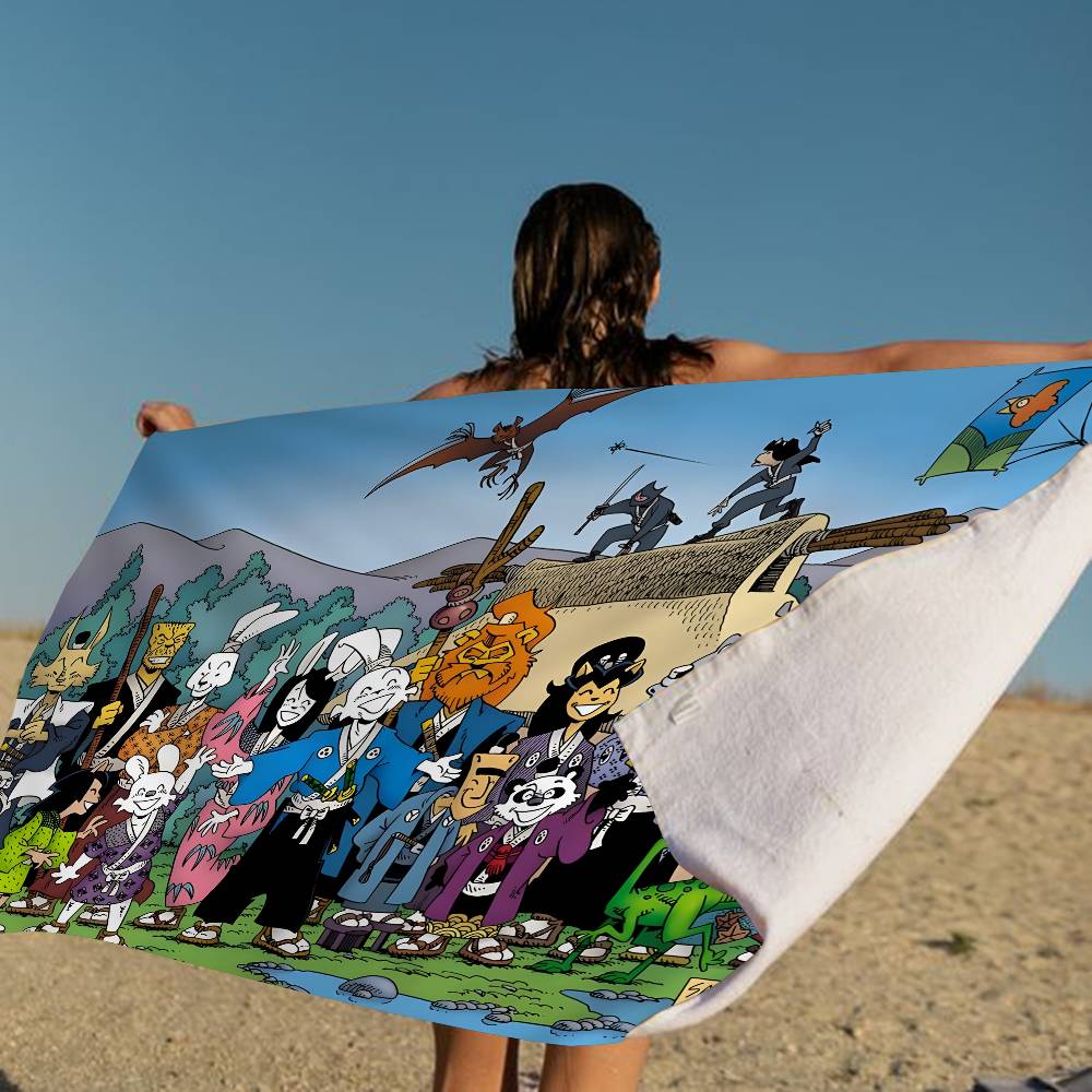 Usagi Yojimbo Microfiber Printed Beach Towel Mountain Climbing Yoga Beach Swimming Running Absorbent Soft Towel