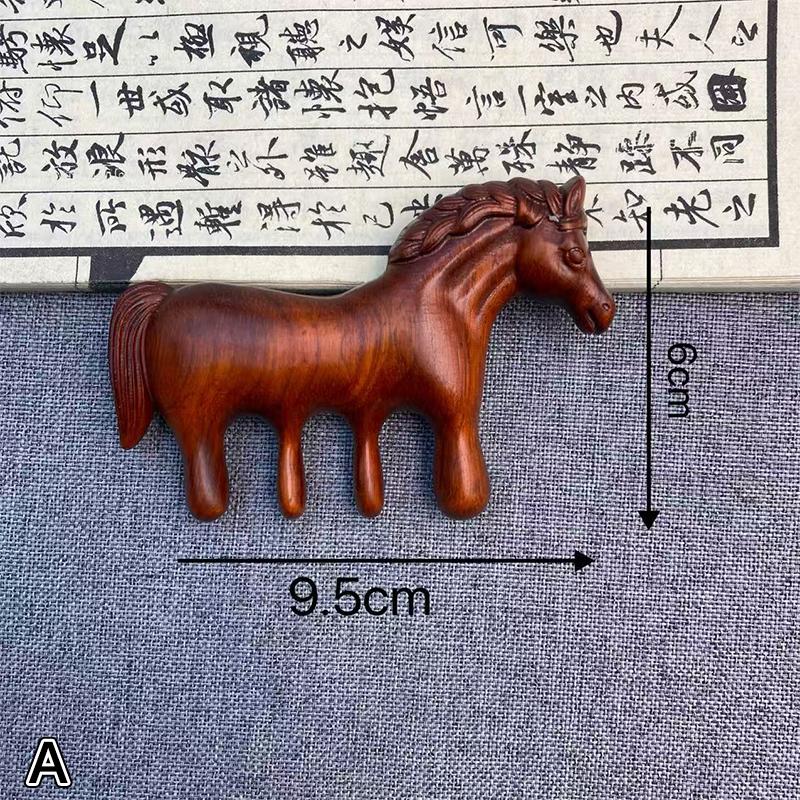Scalp Head Oil Massager Scalp Hair Comb Tools Chinese New Year Gift Year Of the Horse Sandalwood Massage Wood Massager Comb