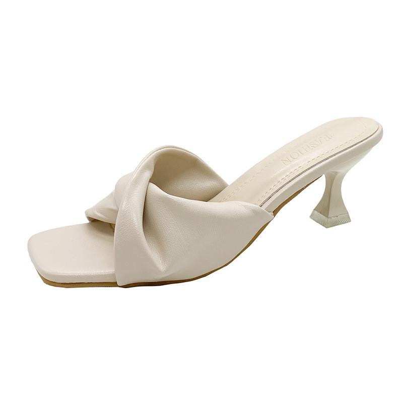 Summer Slipon High Heels With Pu Upper For Casual Womens Footwear