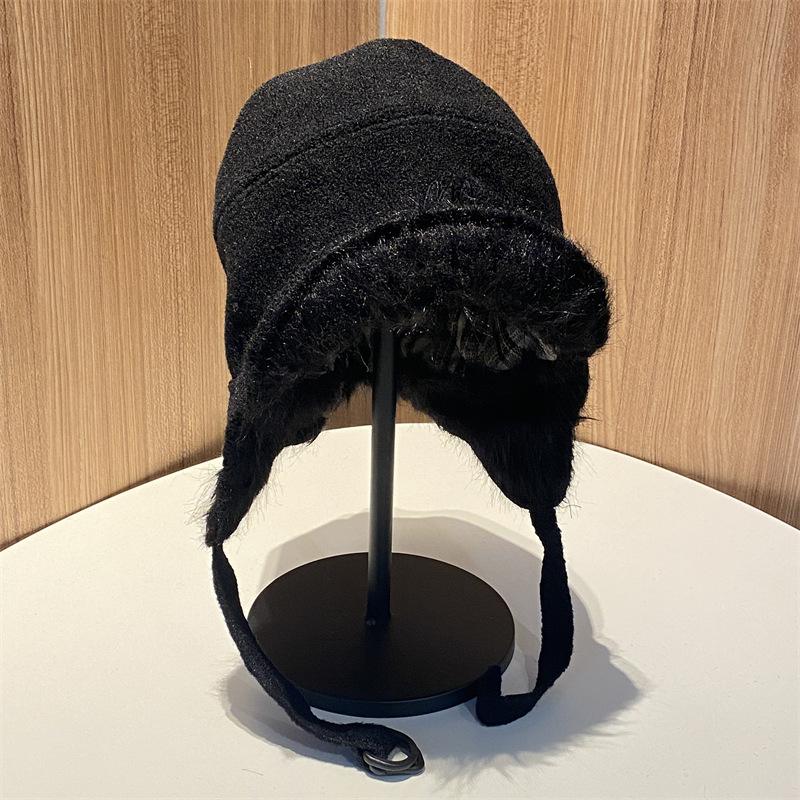 Reversible Lei Feng Hat for Men and Women  Autumn and Winter Cold Protection  Ear Protection Lace Up Cap  Woolen Flying Hat