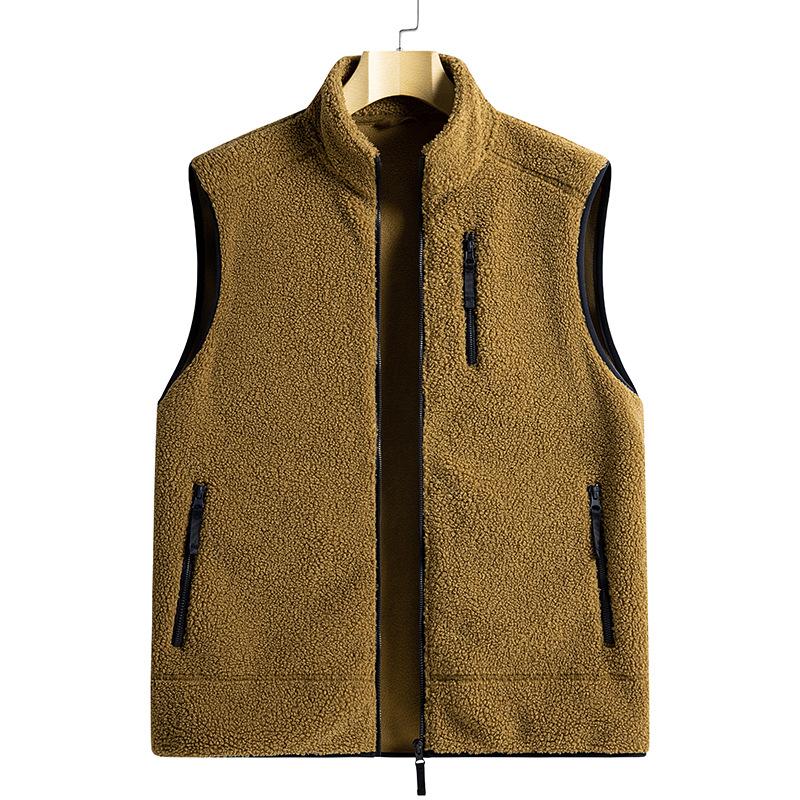 Teddy fleece vest, fleece thickened warm, sleeveless autumn and winter mountain lightweight outdoor vest, tide brand fleece