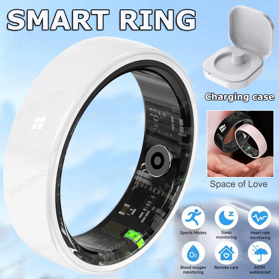 

Smart Couple Ring Bluetooth Connection Multiple Sports Modes Pedometer Fitness Rings Heart Rate Sleep Monitoring 5ATM Waterproof 10 белый