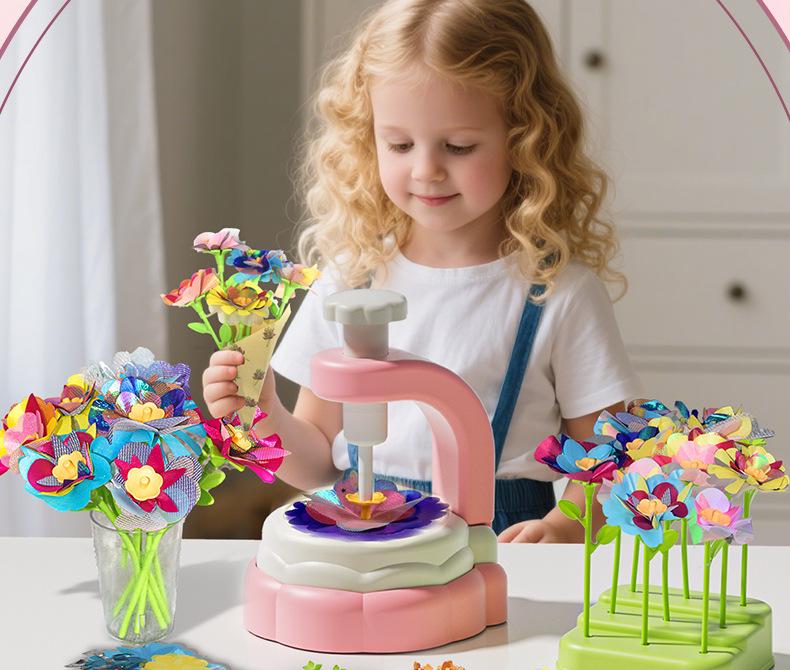 DIY Embossing Machine: Children's Handmade Fabric Flower Bouquet Toy Set (Ages 3-6)