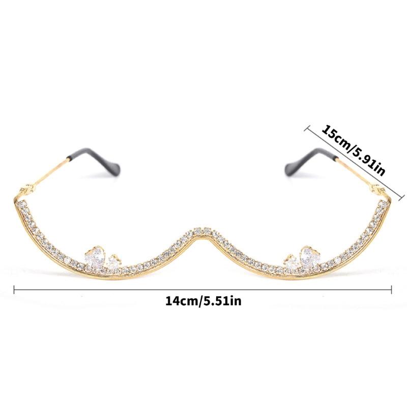 Stylish Metal Frame Glasses With Sparkling Rhinestones Costume Accessories Decoration For Cosplay And Parties