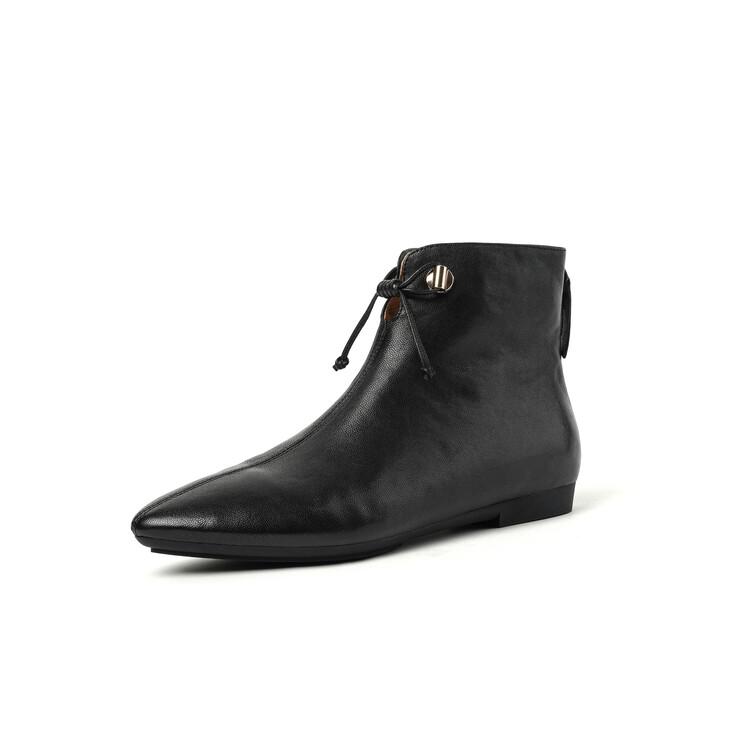 Fashion NEW Autumn Women Boots Genuine Leather Shoes for Women Pointed Toe Low Heel Shoes Elegant Zipper Ankle Boots Soft Modern Boots