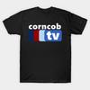 Men Black Print T-shirt Corncob Tv No-Cut Transfer Paper Print Cotton Tshirt