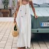 Summer 2026 Women's Spaghetti Strap Backless Long Dress for Beach Holiday