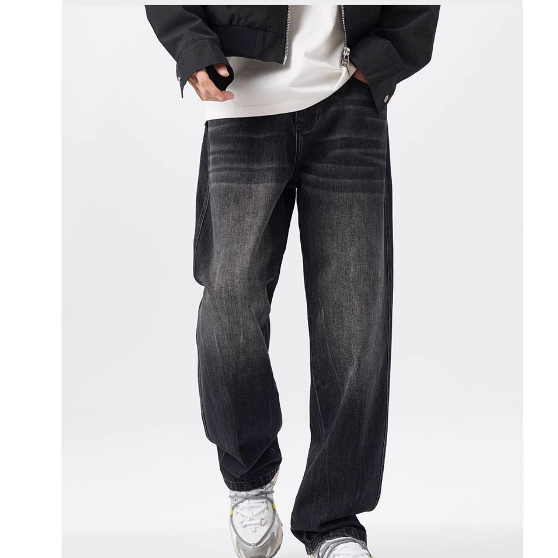 JYL Men s Straight Jeans Winter High-Street Thick American Vintage Denim M