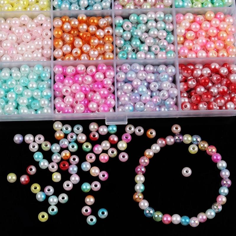 Colorful Imitation Pearls for Craft 1200Pcs 6MM Sew On Pearls Beads with Holes for Jewelry Making Bracelets Necklaces