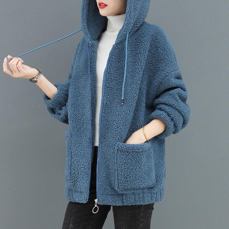 Velvet Fleece Hoodie Women's Thickened Loose Zipper Cardigan Outerwear Autumn Winter Casual Streetwear
