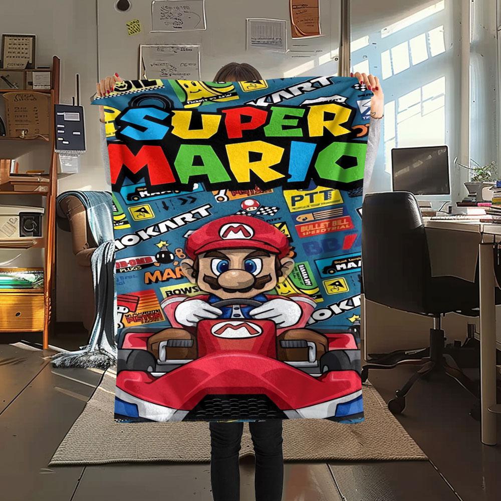 Super Mario Cartoon printing Flannel Blanket Bedroom Sofa Camping Warm blanket Gifts for family and friends-MJ014