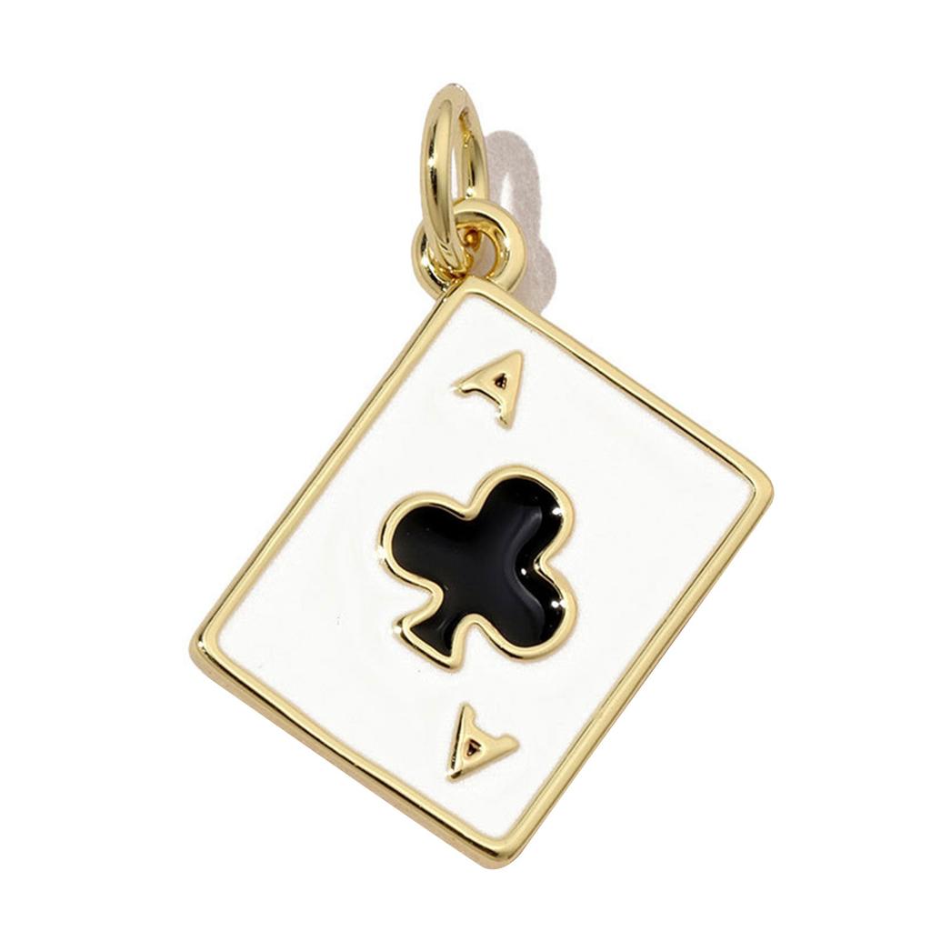 3pcs 18k Gold Plated Charm Heart/Horseshoe/Dices Poker Card Pendants with Cubic Zirconia Necklace Earrings Components