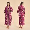 Yaoting European and American satin long-sleeved pajamas women's long loose and comfortable nightgown printed loungewear WP1981