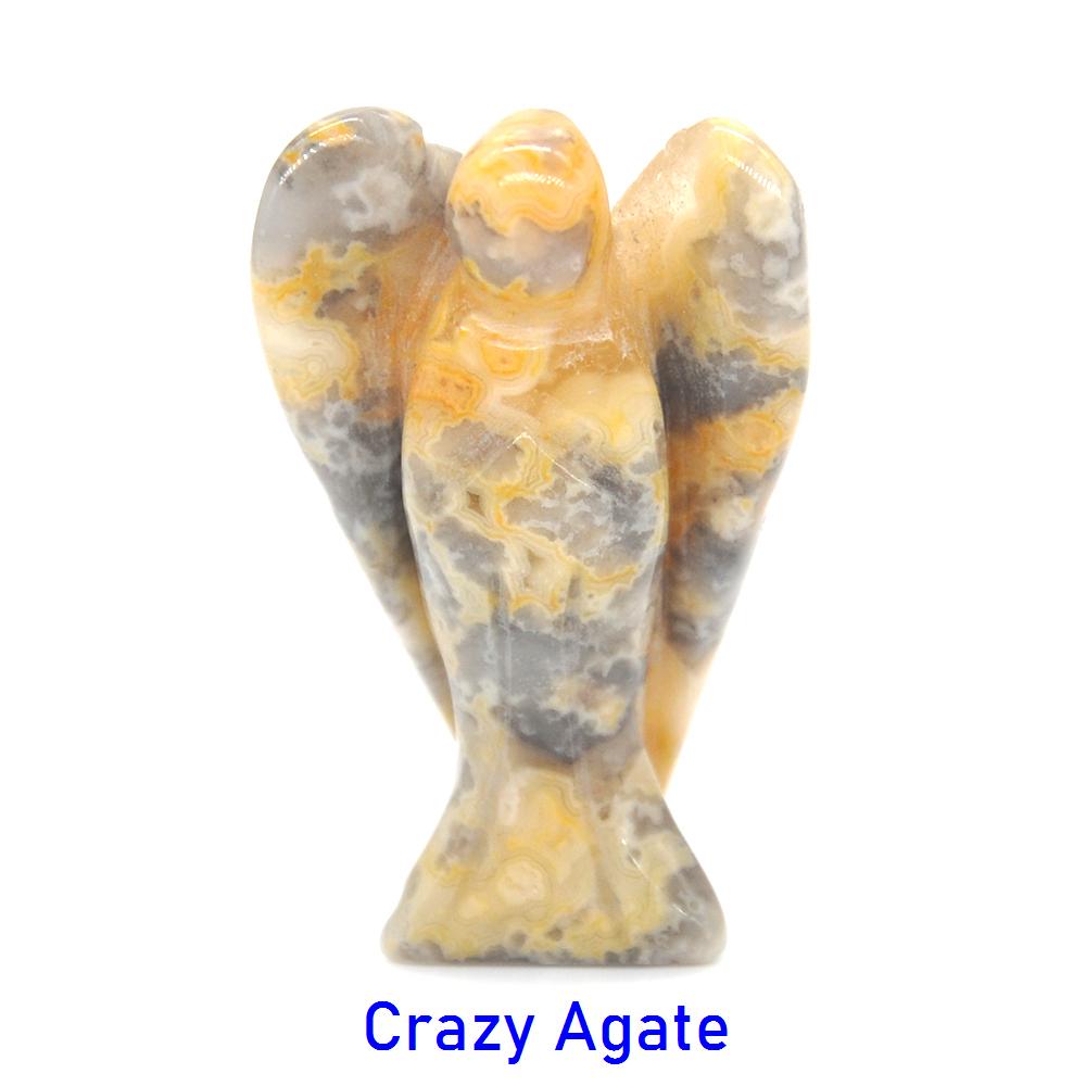 1.5" Guardian Angel Figurine Natural Healing Crystal Statue Home Stone Decor Study Craft Gift Trinket Room Ornament