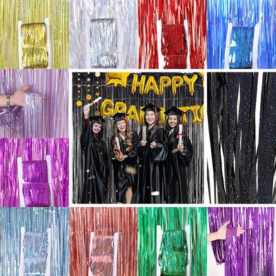 Party Backdrop Metallic Foil Fringe Tinsel Curtain Ribbon Birthday Party Graduation Decoration Christmas and Wedding Decor