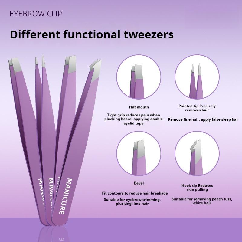 4 PCS Stainless Steel Eyebrow Clippers Set Hair Removal Forceps Oblique And Straight Mouth Eyebrow Trimming Clip Beauty Tool