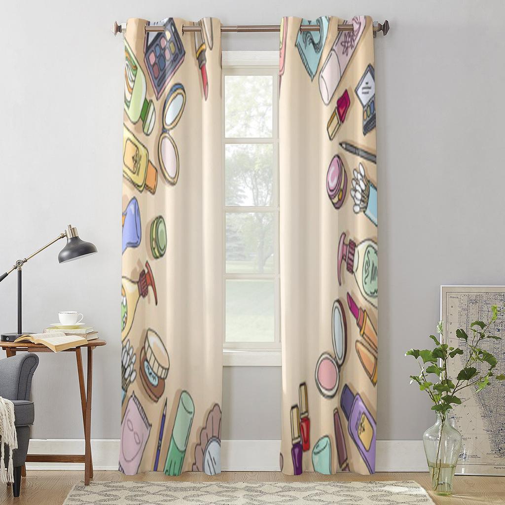 Modern Window Curtains Cosmetics Hand Drawn Luxury Fashion Curtains for Living Room Bedroom Kitchen Drapes