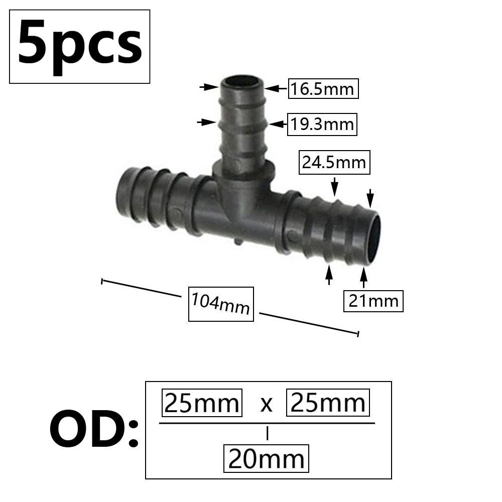 5pcs 16/20/25mm PE Pipe Barb Connector Straight Tee Elbow Plug Garden Water Hose Reducing Splitter Joint Drip Irrigation System