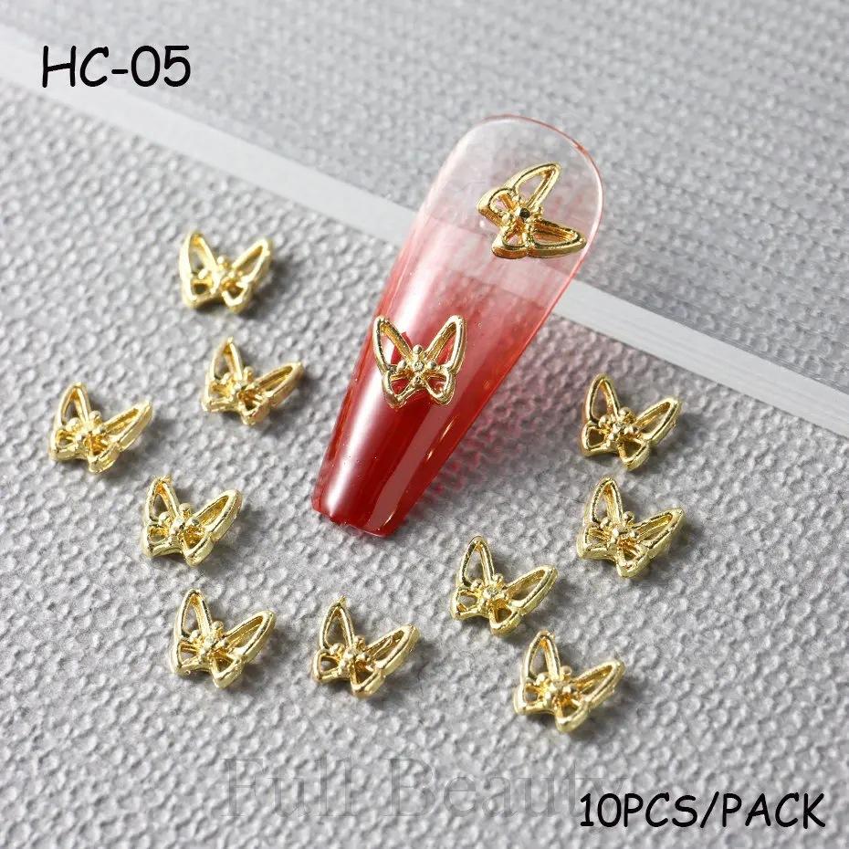 10pcs/Pack French Metal Butterfly Diamond Nail Art DIY Stone Decorations Colorful Glitter DIY Nail Art Metal