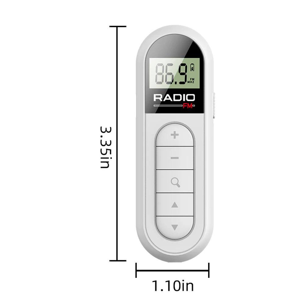 FM Radio Backlight LCD Display Personal Walkman Radio with 3.5mm Headphones Type-c Charging 76-108MHZ for Walk Jogging Camping