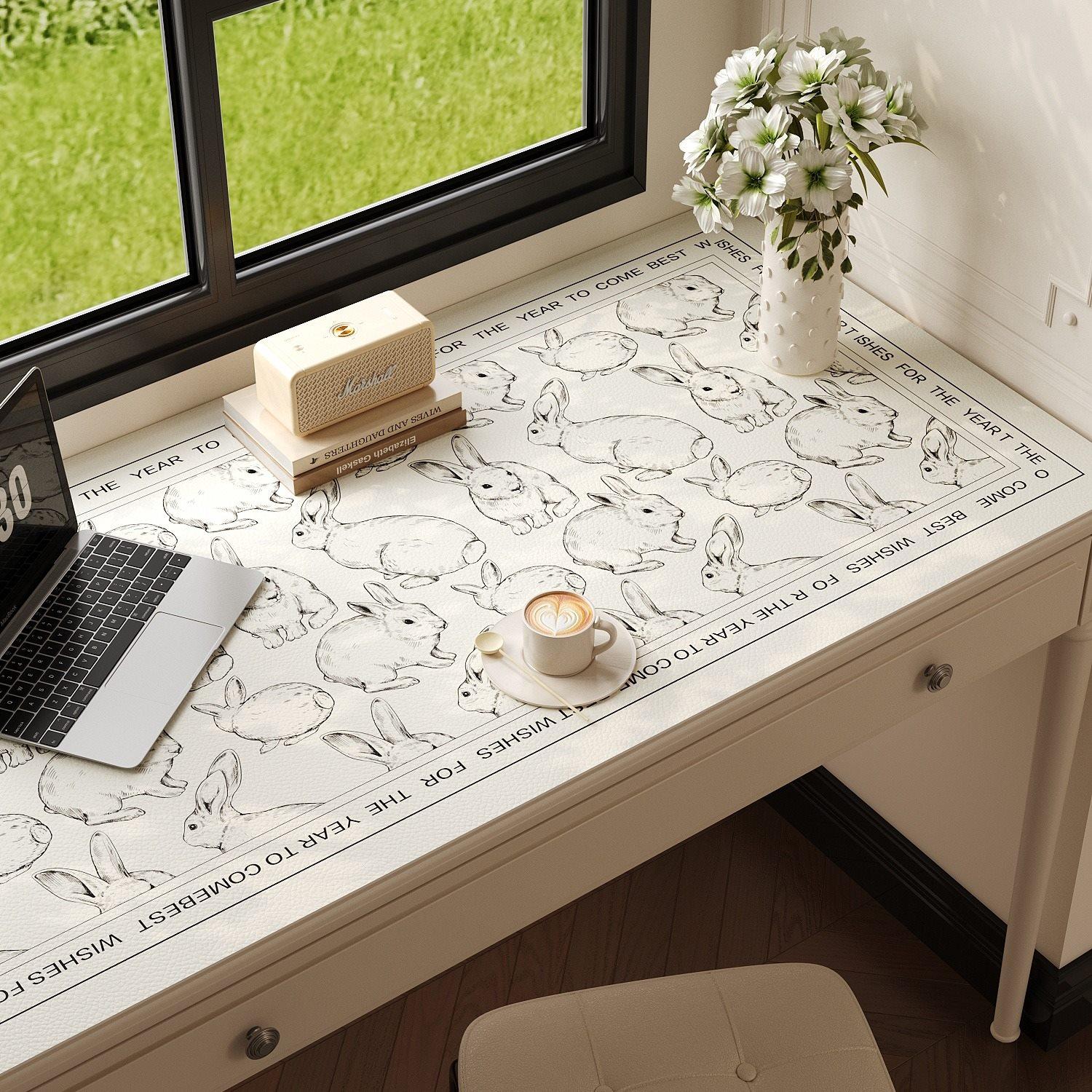 

1pcs Dressing table, desk pad, dining cabinet, simple and high-end waterproof tablecloth, no wash leather desktop protection pad Small