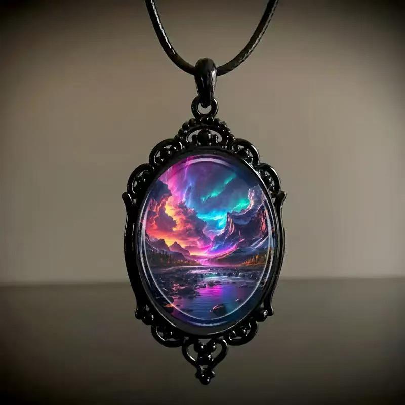 Retro Gothic Moon And Sun Pendant Necklace Women Men Punk Cross Metal Leather Rope Chain Vintage Jewelry Gift