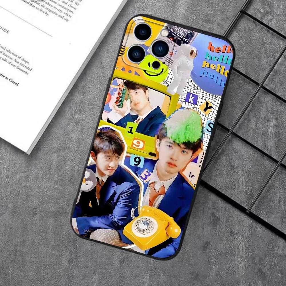 Korean pop music EXO group Phone Case For iPhone17 16 16e 15 14 13 12 11 Plus Mini Pro Max Soft black Shockproof Cover