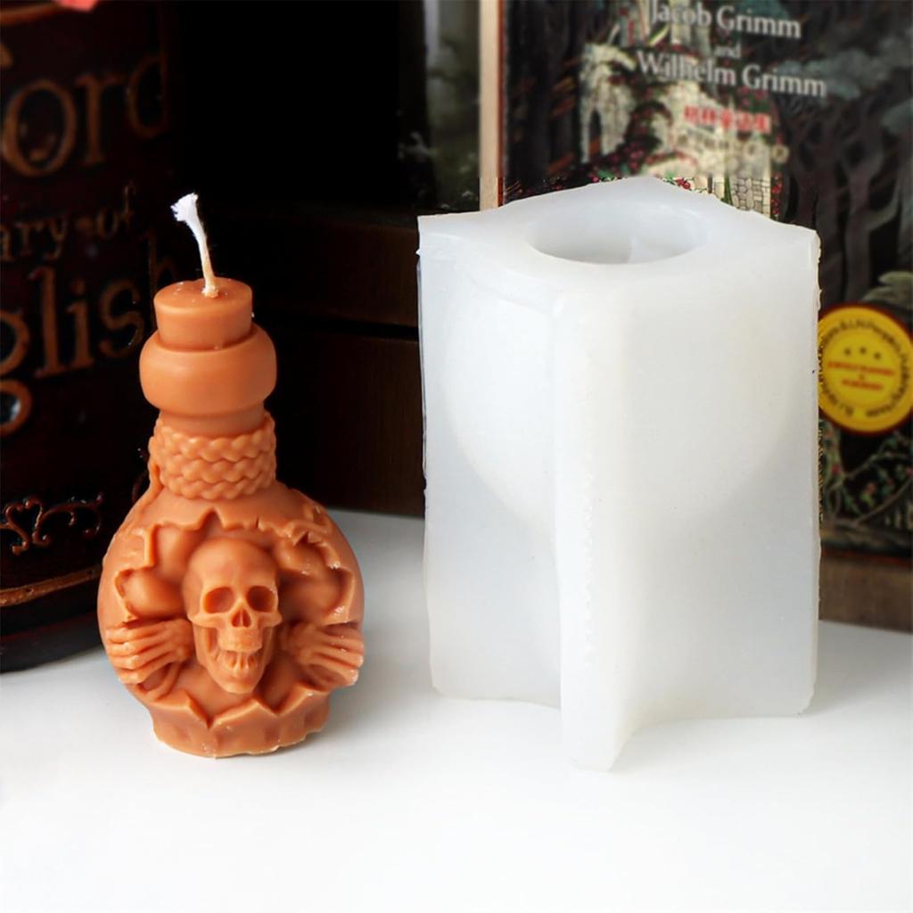 1PC Halloween Silicone Skull Head Mold Candle Resin Casting Home Decor Aromatherapy Plaster Craft Candle Gift Making Tool
