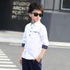 Ropa para niños, blusas de algodón para primavera y otoño, camisa de manga larga con cuello vuelto para niños, camisa de moda para niños de 5 a 15 años