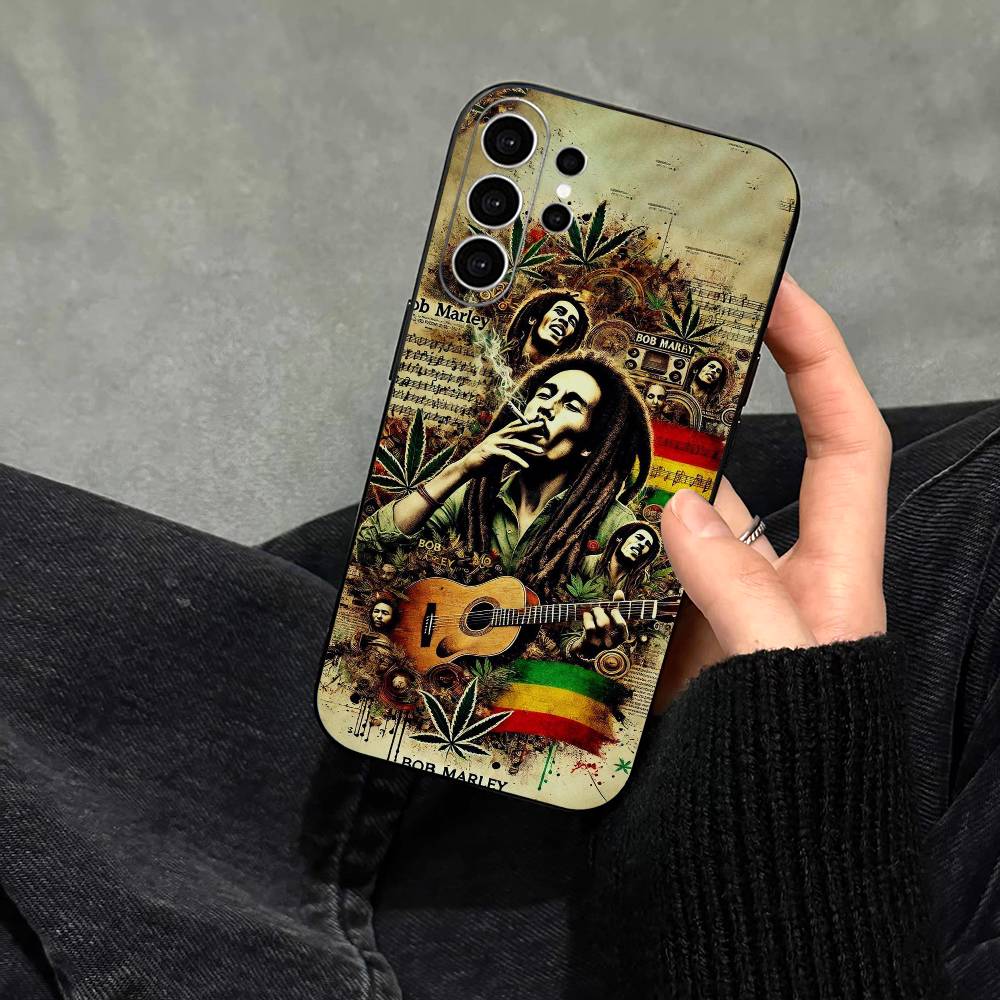 Bob-b m-marley Phone Case For Samsung S25,S24,S21,S22,S23,S30,Ultra,S20,Plus,Fe,Note,10,9,5G Black Cover