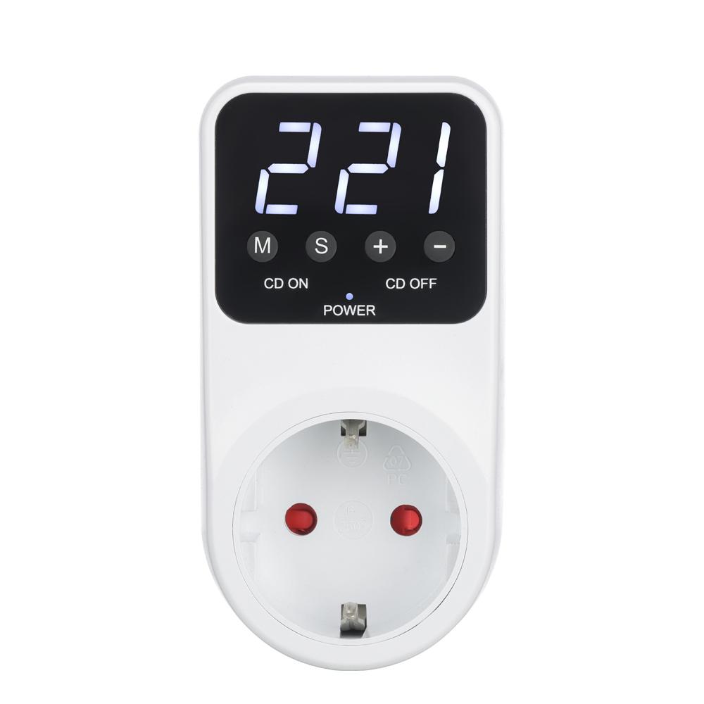16A 230V Digitalanzeige Spannungsschutzschalter Spannungssteckdose mit Hoch-/Niederspannungsschutz Countdown-Modus Speicherfunktion