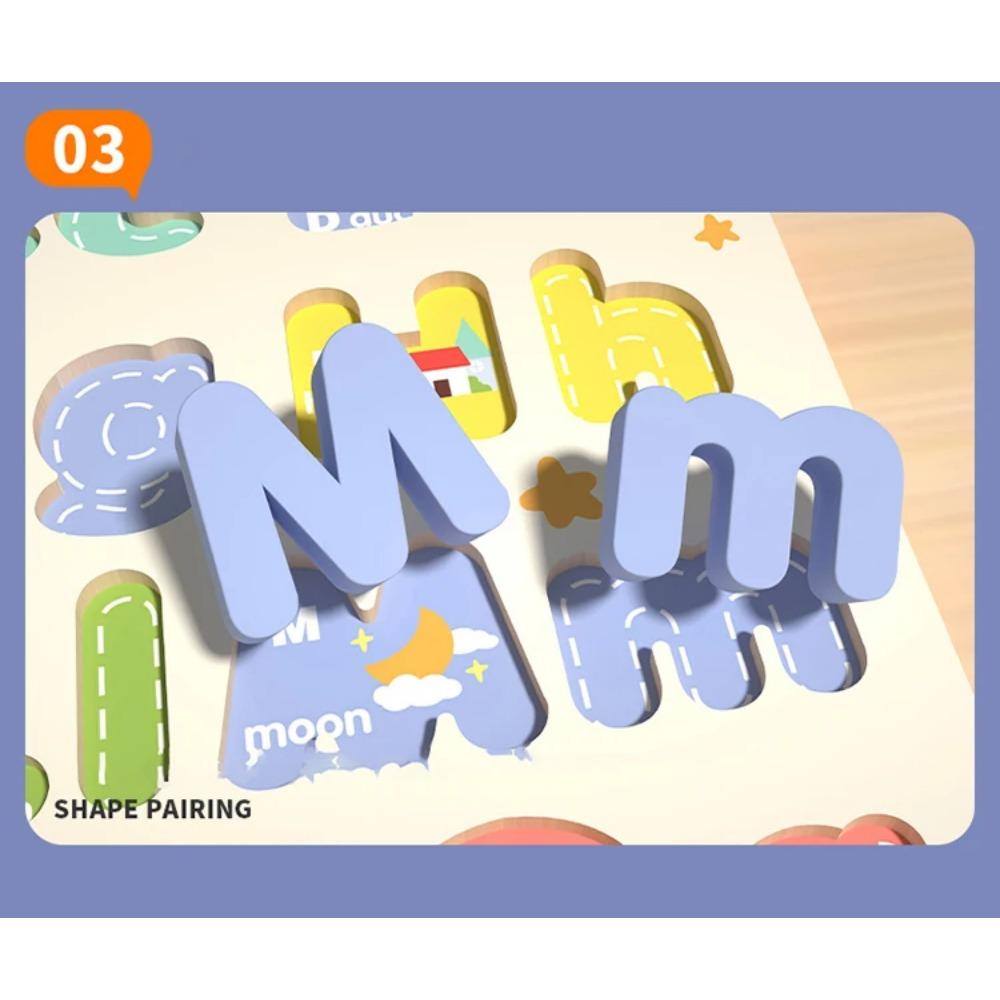 Dřevěné Vzdělávací Abc Puzzle Velká a Malá Písmena pro Dárky k Narozeninám Chlapci Dívky Rodinná Hra Děti Předškoláci