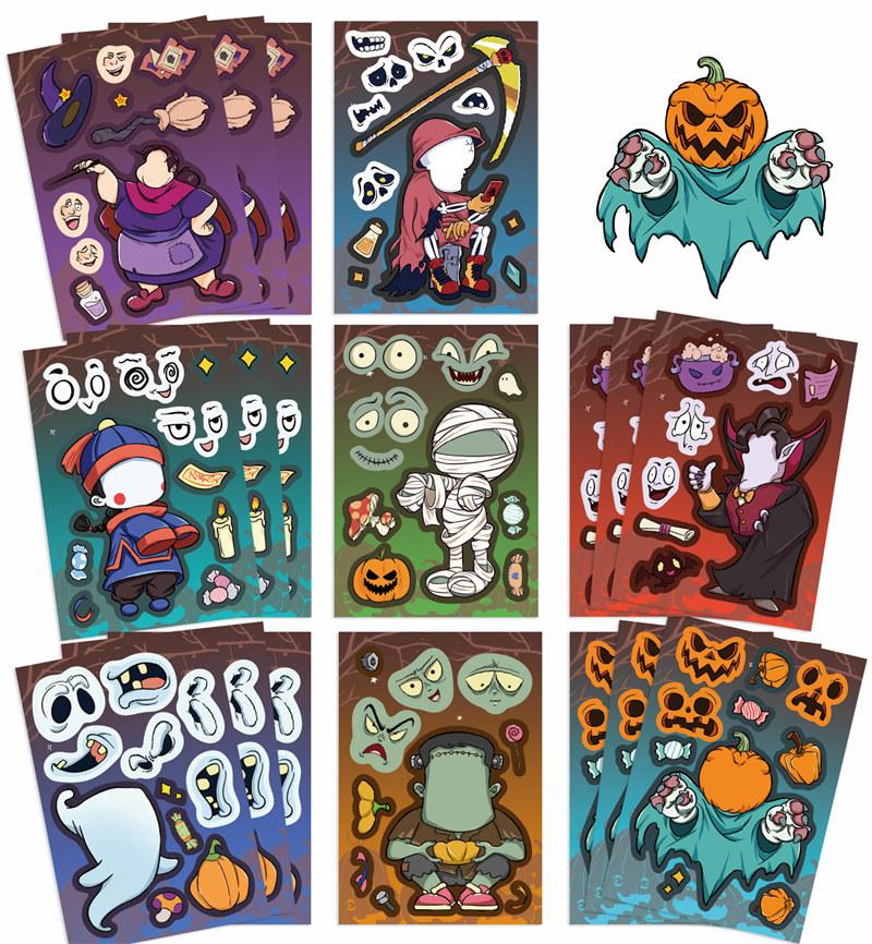 8 Sheets Halloween Stickers Waterproof Vinyl Zombie Vampire Pumpkin Demon Decals Sticker DIY for Water Bottle Laptop Luggage Skateboard Phone
