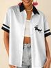Love printed short-sleeved shirt women's summer loose casual lapel shirt retro niche top