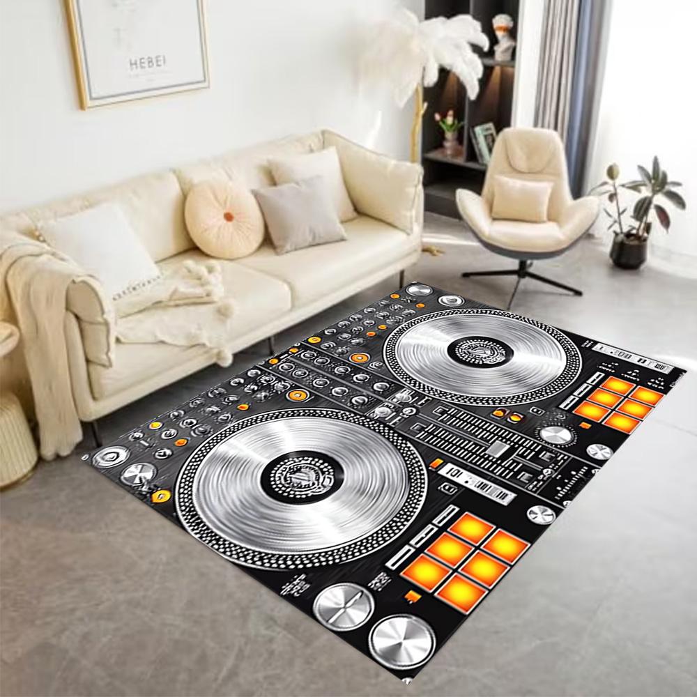 1pc music notes vinyl records and cassettes rug home carpet design for office decor gift living room bedroom