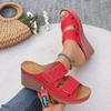 Women's Open Toe Wedge Sandals Slip On Slides Cork Platform Heeled Sandal Comfort Summer Beach Shoes Thick Sole Sandals Casual Dressy Slides for Women
