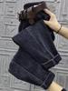 Plus Size Fleece-Lined High-Waisted Cropped Jeans for Women
