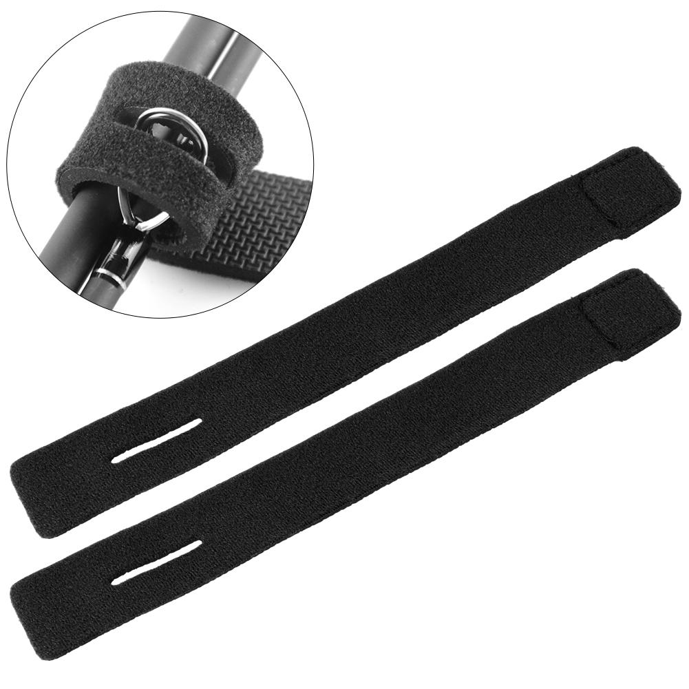 4PCs Reusable Fishing Rod Strap Strong Flexible Hook and Loop Fishing Gear Strap Rod BeltBlack