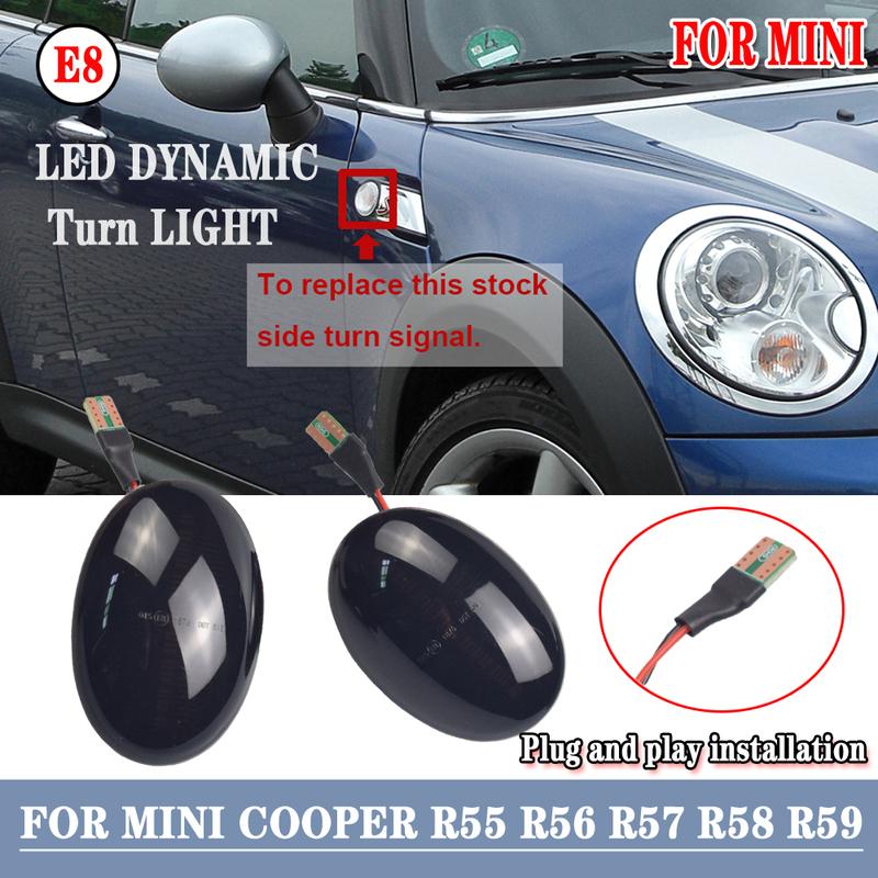 2X Car Flowing Side Repeater Lamp LED Dynamic Side Marker Light Indicator For BMW MINI Cooper R55 R56 R57 R58 R59 2007 2008-2013