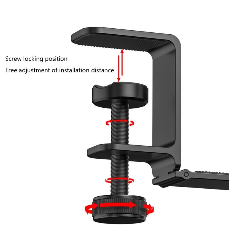 Metal Earphone Holder Under Desk Headphone Stand Headset Hanger with Adjustable Clamp Aluminum Hook